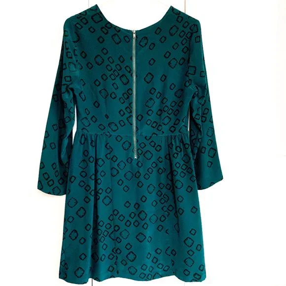 urban outfitters long sleeve 100% silk teal dress - Picture 4 of 10